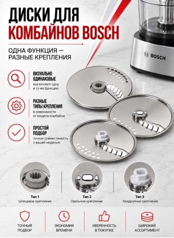 Диски для кухонных комбайнов Bosch: смотрите не на тёрку, а на центр