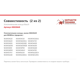 Уплотнительное кольцо Bosch 00020649
