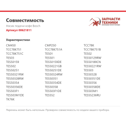 Носик подачи кофе Bosch 00621811