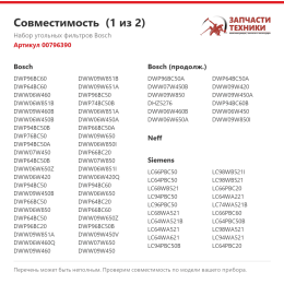 Набор угольных фильтров Bosch 00796390