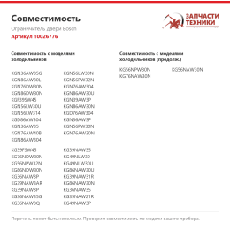 Ограничитель двери Bosch 10026776