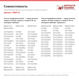 Поролоновый фильтр для моющего пылесоса Bosch 12000118