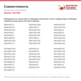 Крышка рассекателя Bosch 12012586