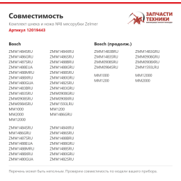 Комплект шнека и ножа №8 мясорубки Zelmer 12019443