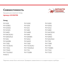 Крышка рассекателя Smeg 201050799