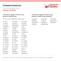 Уплотнитель двери Smeg 754130519