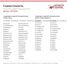 Уплотнитель двери П-образный Smeg 754132350