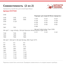 Зарядное устройство для эпилятора Braun 81577243