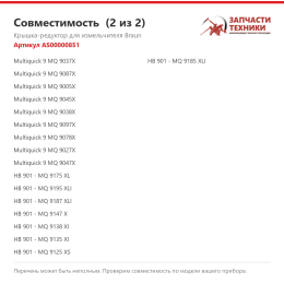Крышка-редуктор для измельчителя Braun AS00000851