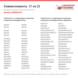 Вставка-нож для измельчителя Braun AS00004184