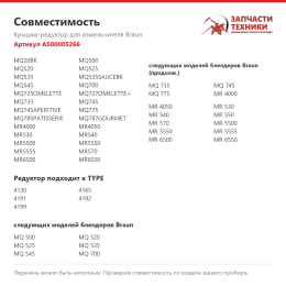 Крышка-редуктор для измельчителя Braun AS00005266